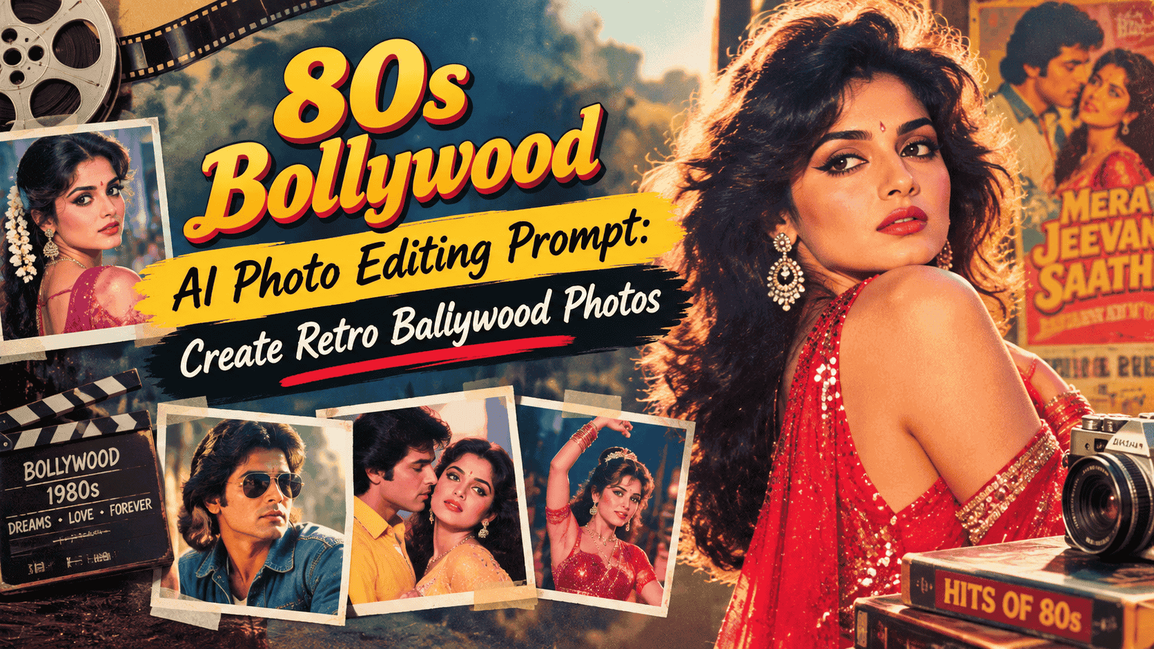 80s Bollywood AI Photo Editing Prompt: Create Retro Bollywood Photos