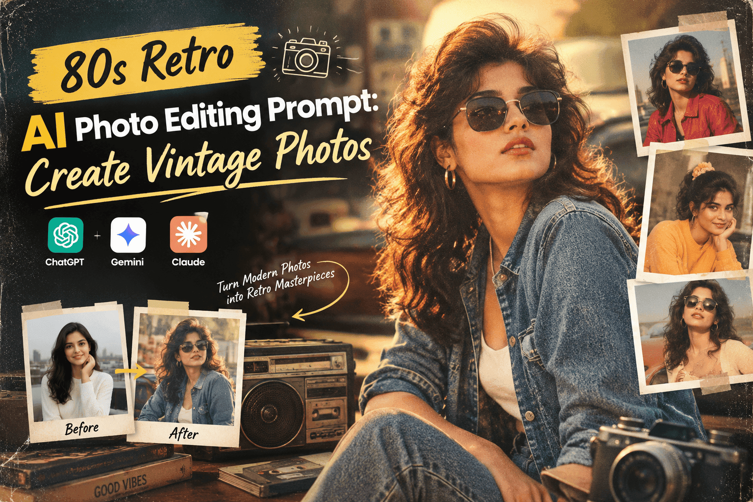 80s Retro AI Photo Editing Prompt: Create Vintage Photos