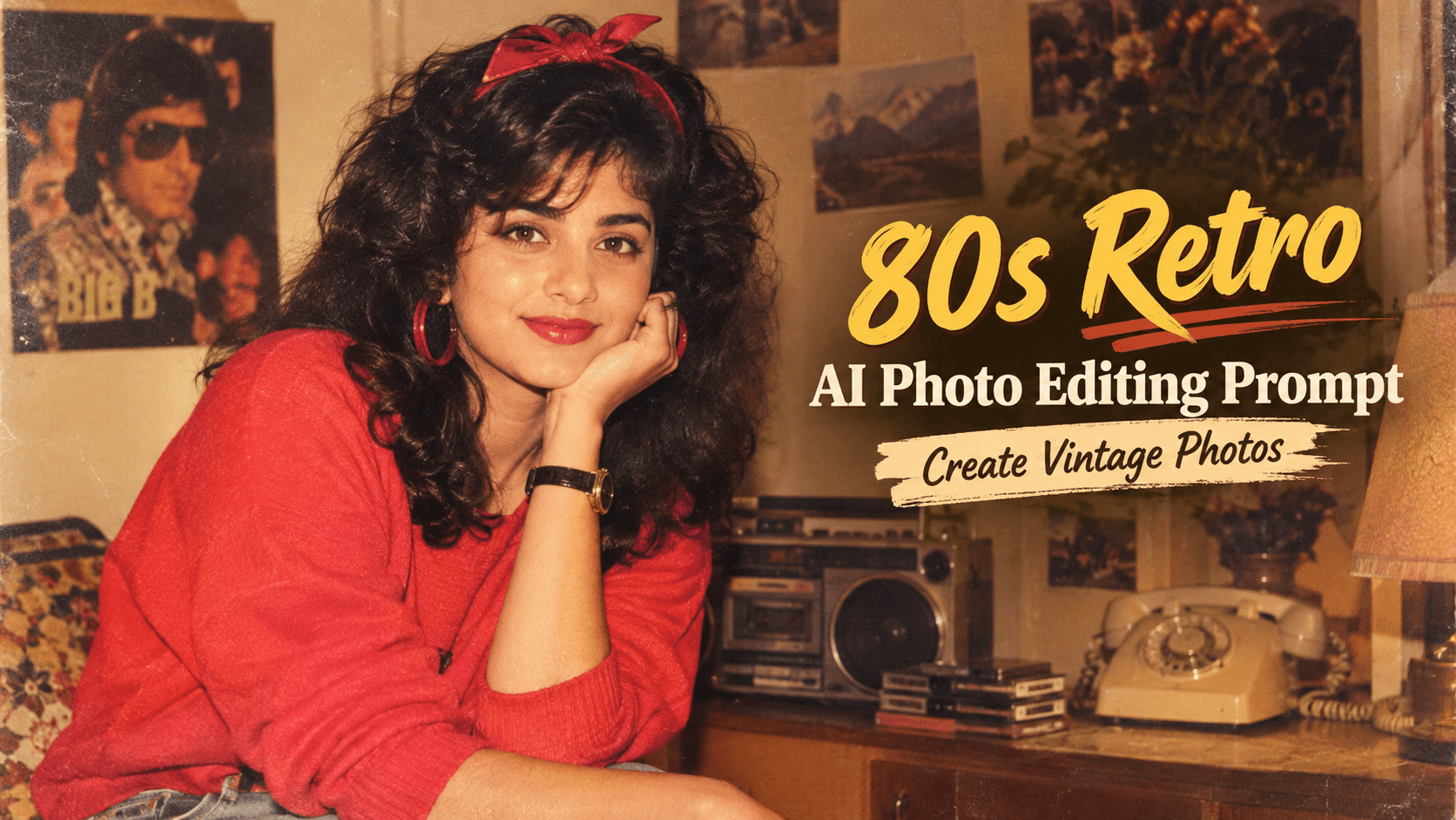 80s Retro AI Photo Editing Prompt: Create Vintage Photos